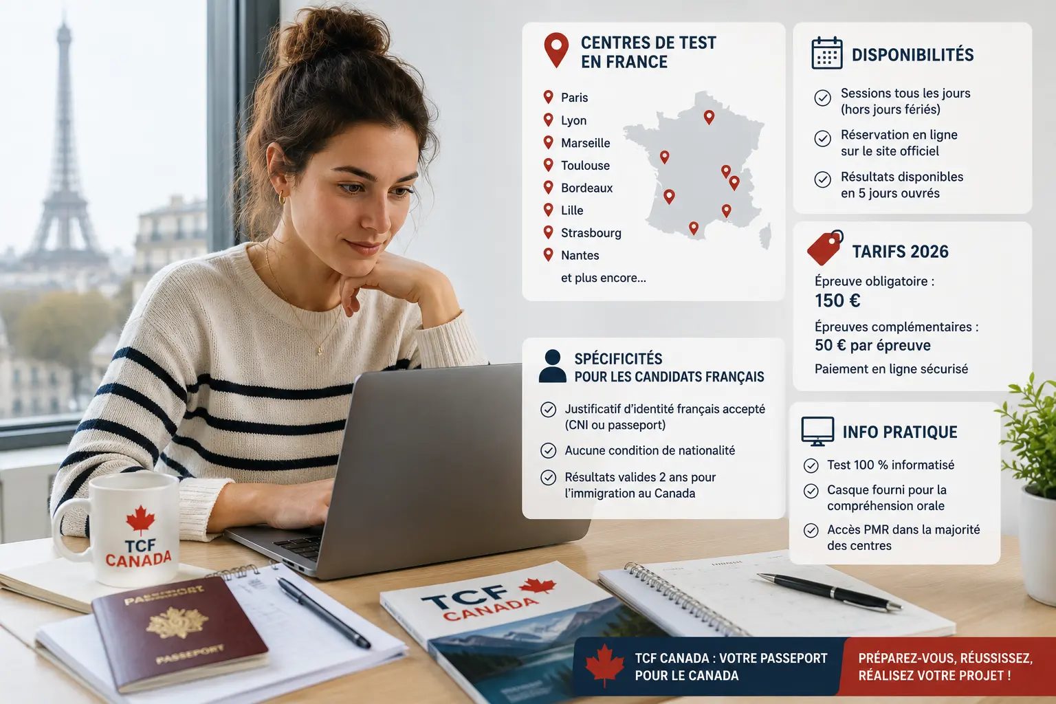 Passer le TCF Canada en France 2026 : Centres de Test, Disponibilités, Tarifs et Spécificités des Candidats Français